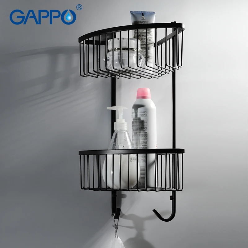 GAPPO полки для ванной аксессуары душа черная полка настенный держатель