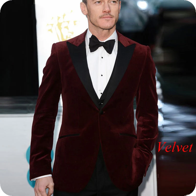Бордовые бархатные мужские свадебные костюмы 2019 для жениха блейзеры пиджак