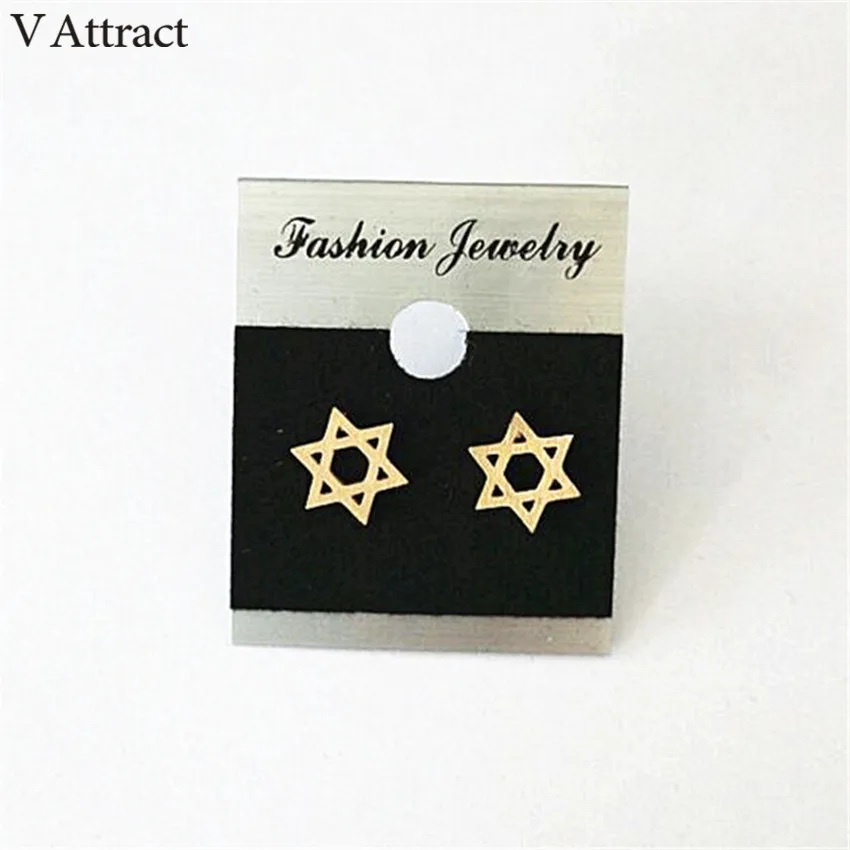 

V привлечь еврейских ювелирных изделий Нержавеющая сталь Pendientes Mujer цвета: золотистый, серебристый Винтаж Звезда Давида Серьги-гвоздики для ...