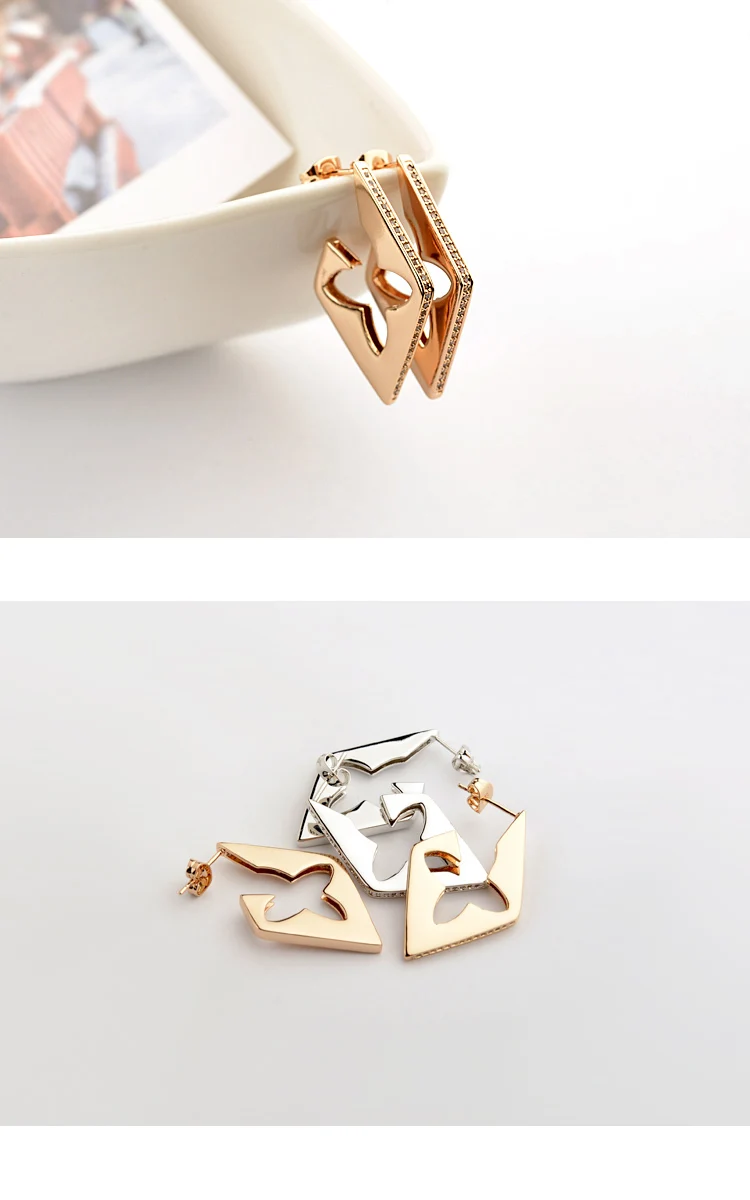 Бесплатная доставка поверхности гладкие геометрические декор циркон серьги