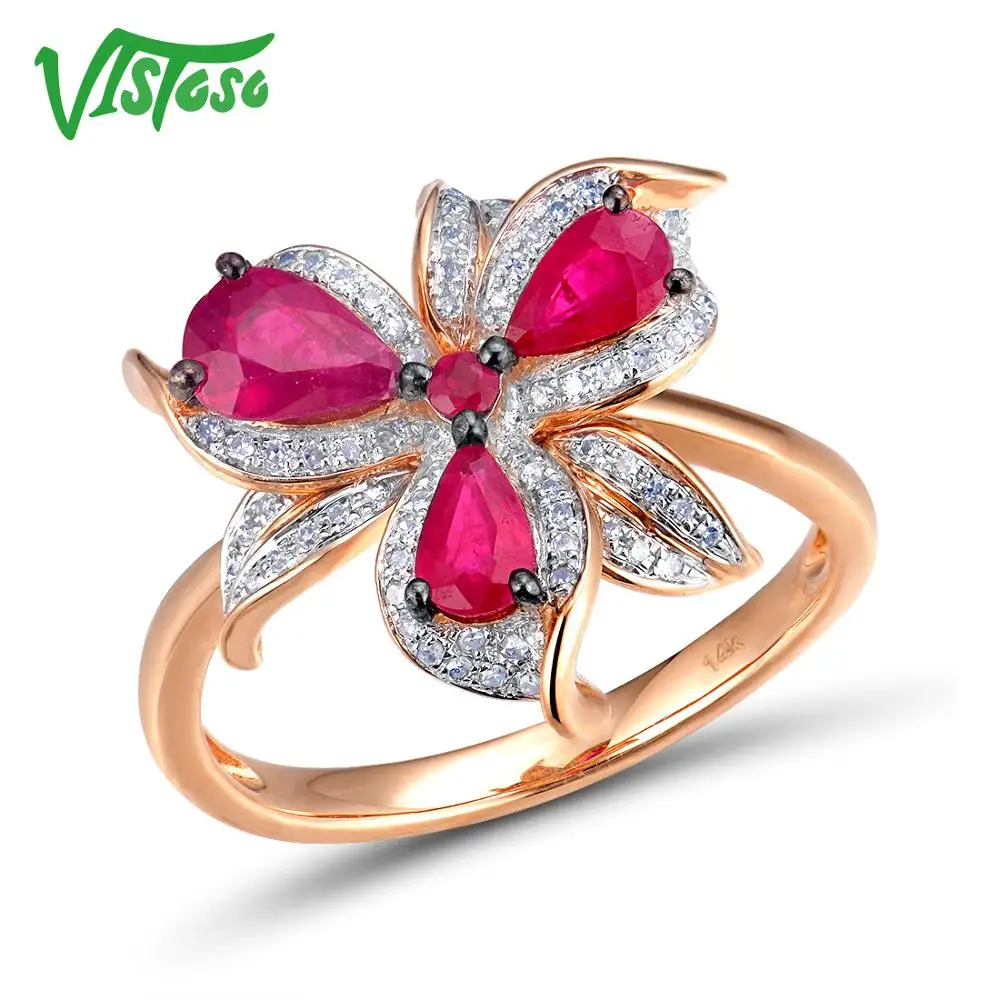 VISTOSO 14 K 585 кольцо из розового золота для женщин Оригинальные сверкающие