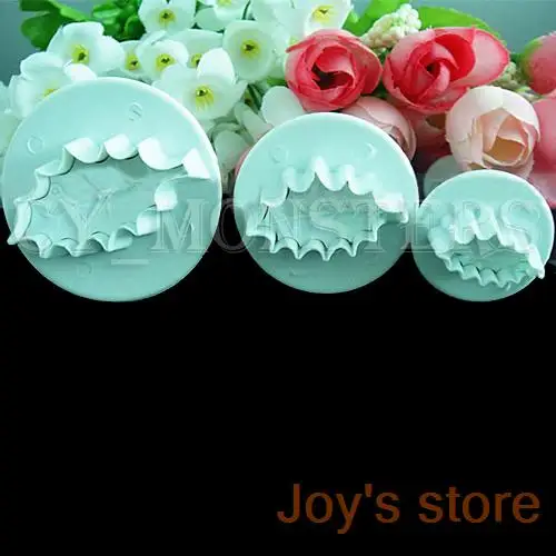 Специальный низкий помадка украшения торта Sugarcraft плесень печенья плунжера резак 3 шт Рождественский лист