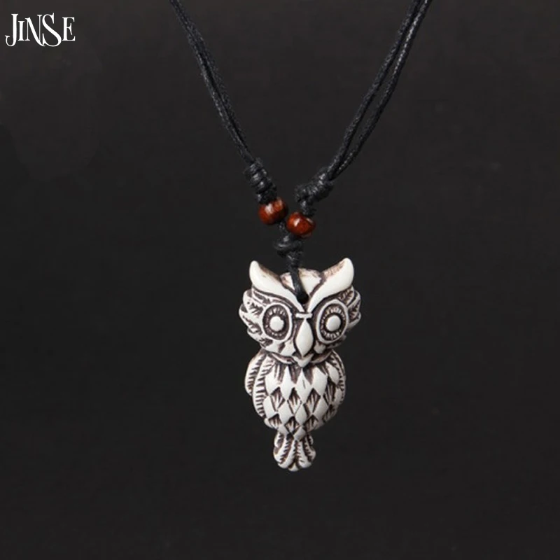 Подвеска и ожерелье JINSE Имитация Кость тибетского яка резная сова слона Орла|yak