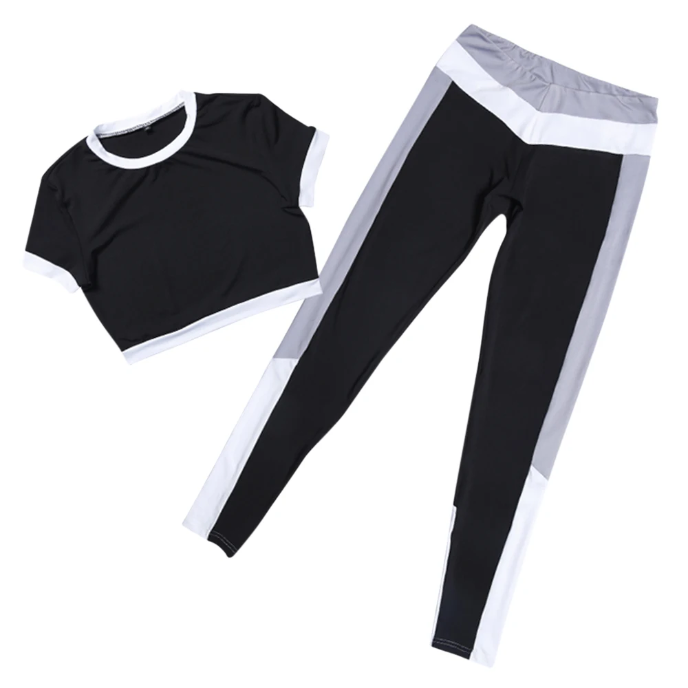 Набор для йоги спортивный лоскутный топ с коротким рукавом эластичные штаны