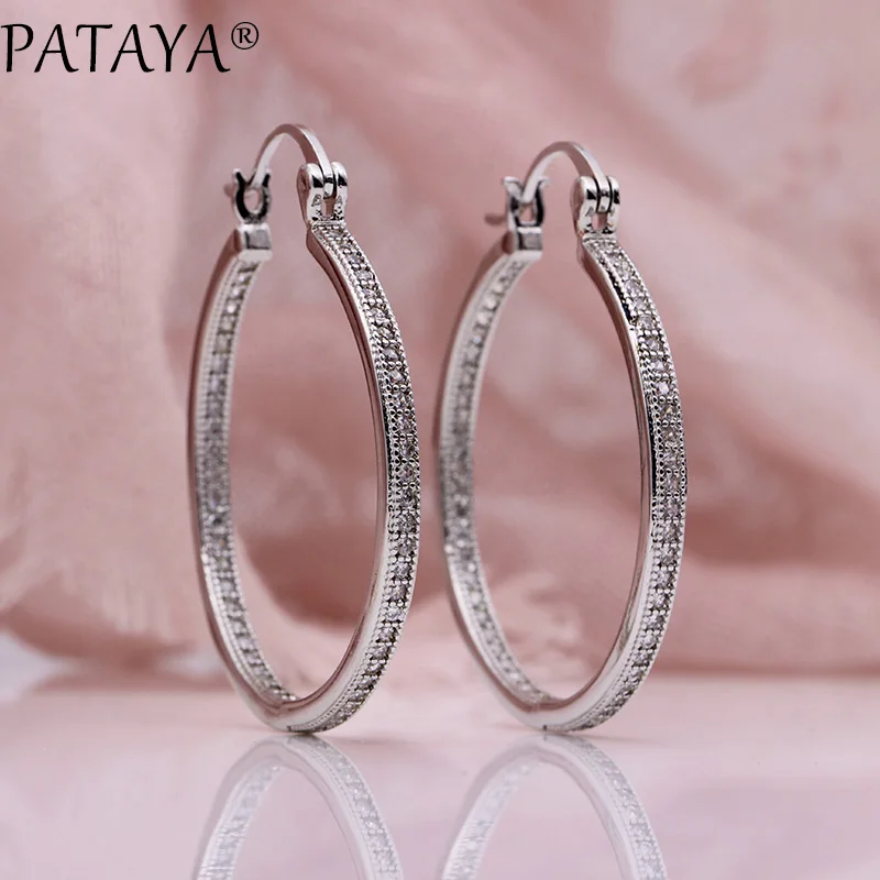 Новинка роскошные большие круглые длинные серьги PATAYA с инкрустацией из