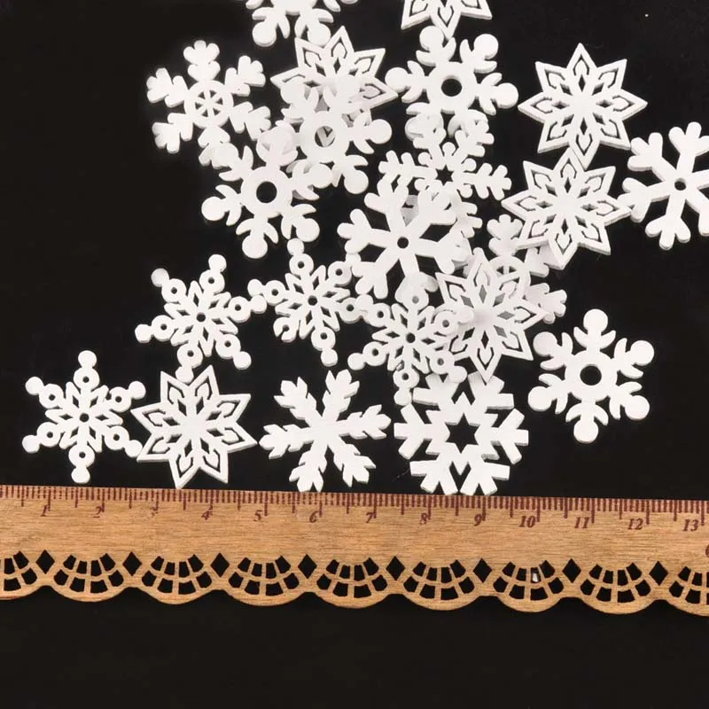 50 шт. разноцветные деревянные ломтики рождественские снежинки для поделок