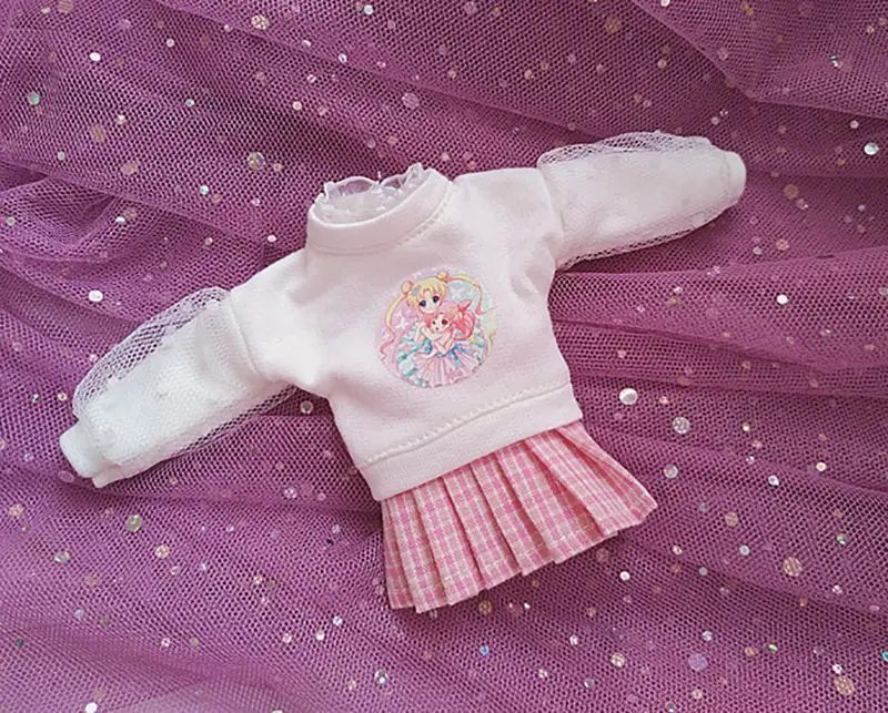 Кукольная одежда Blyth свитер с длинными рукавами+ юбка для Azone, Licca, Pullip, blyth, топы с капюшоном для 1/6, аксессуары для кукольной одежды