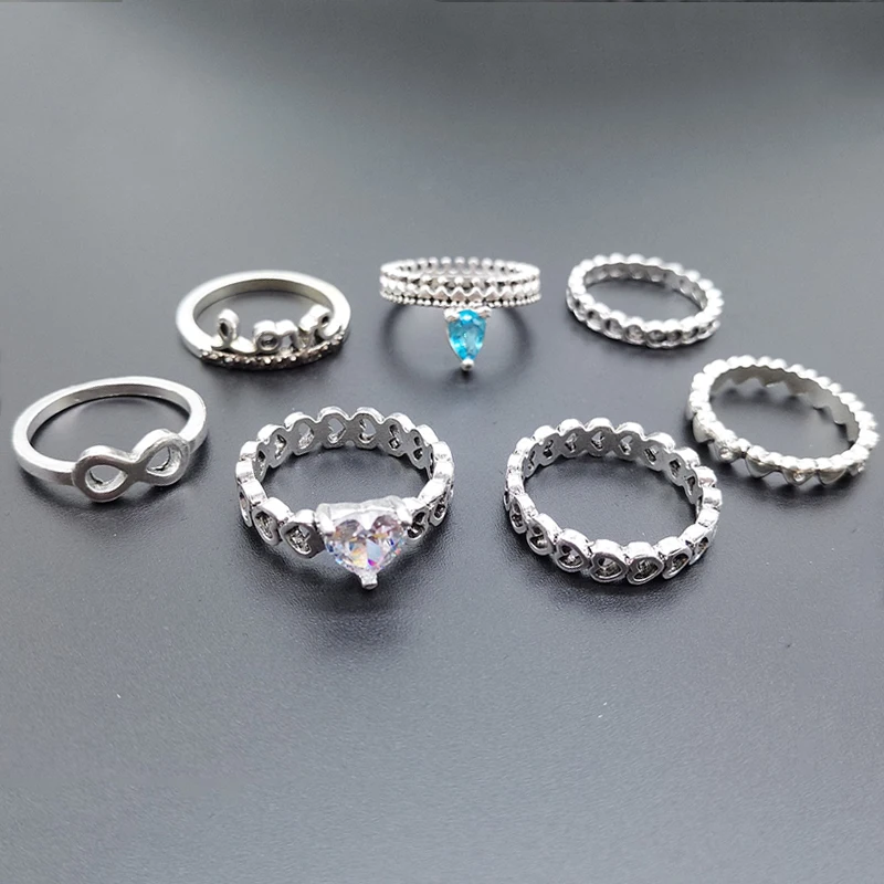 7 шт./компл. богемные модные ретро буквы сердце любовь драгоценный камень