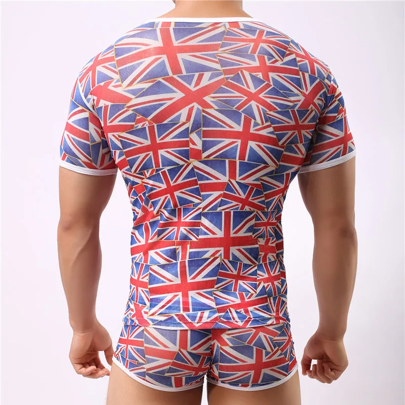 Men's Undershirts Mesh Flag Color Seamless Underwear Clothing Close-fitting Super Strench Undershirt Cool Summer Shirts Bodywear