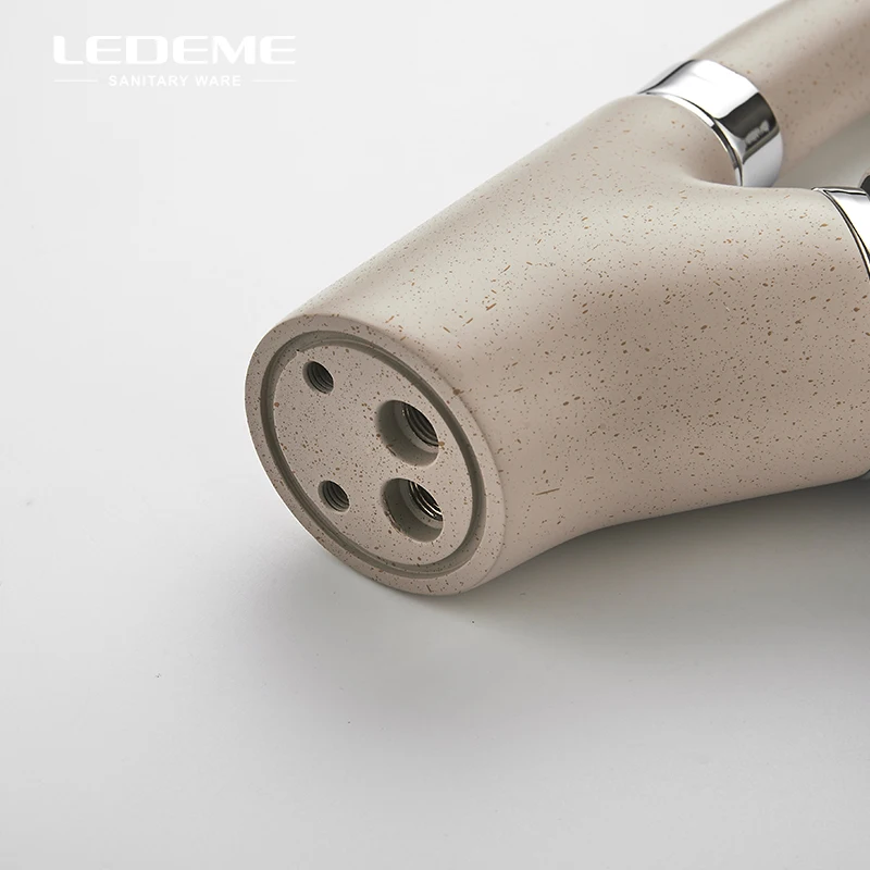 LEDEME бежевый окрашенный медный кран для кухонной раковины с одной ручкой