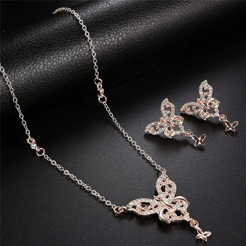 PINKSEE стрекоза в форме бабочки горный хрусталь набор украшений для женщин
