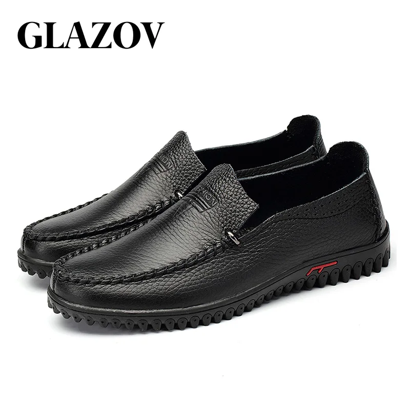 GLAZOV Brand 35-47 Big Size Handmade Leather Men Shoes Autumn Slip on Comfort Driving Loafers Flat | Обувь