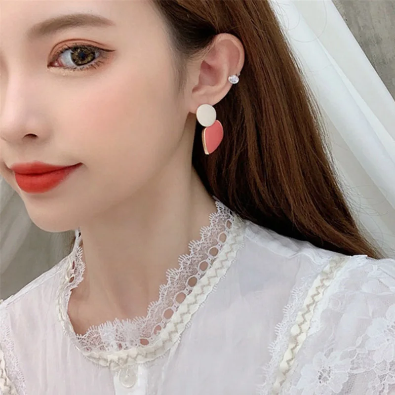 Carvejewl short geometric earrings unique Korea design hand made candy Color enamel glaze dangle for women girl jewelry | Украшения и