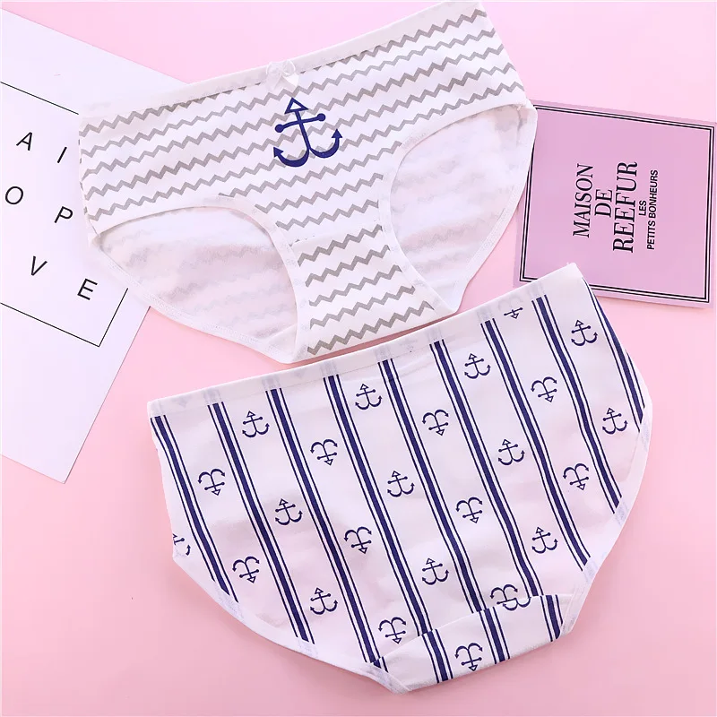 2019 трусы для женщин хлопковые с принтом якоря девочек Дамское сексуальное нижнее