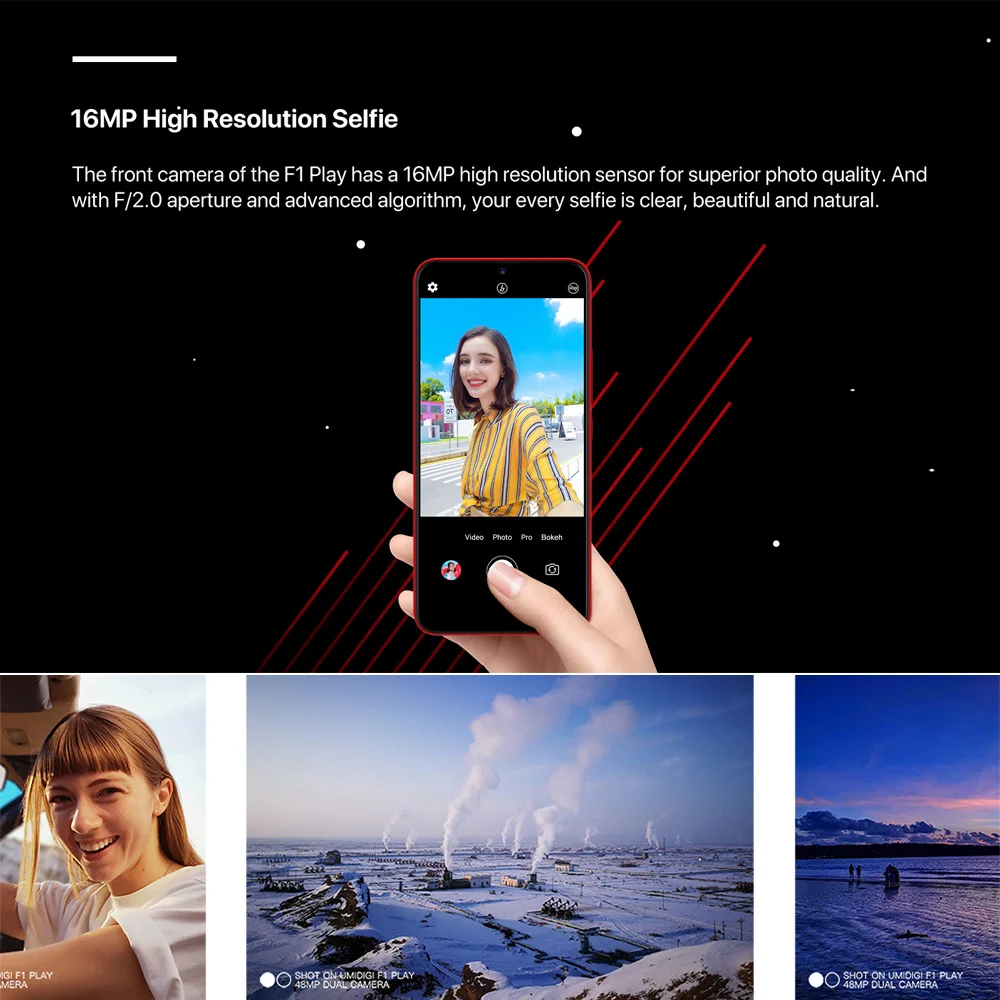 UMIDIGI F1 Play 6.3inch FHD+ 6GB+64GB 48MP Android 9.0 Helio P60 Octa Core 5150mAh 18W OTG NFC 4G Unlocked Smartphone