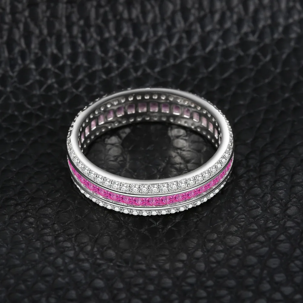 JewelryPalace X Mark 0.8ct Princess Cut Created Pink Sapphires Rings Channle Sets Ring 925 Sterling Silver Gifts For Mom/Women | Украшения