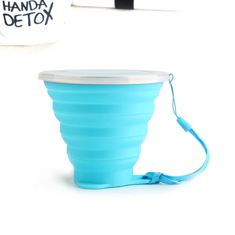 Blue 1 Piece ME.FAM, 270 мл, силиконовая складная чашка из нержавеющей стали со шнурком/Пылезащитная крышка, уличные кофейные чашки, выдвижная дорожная копа - Цвет: Blue 1 Piece
