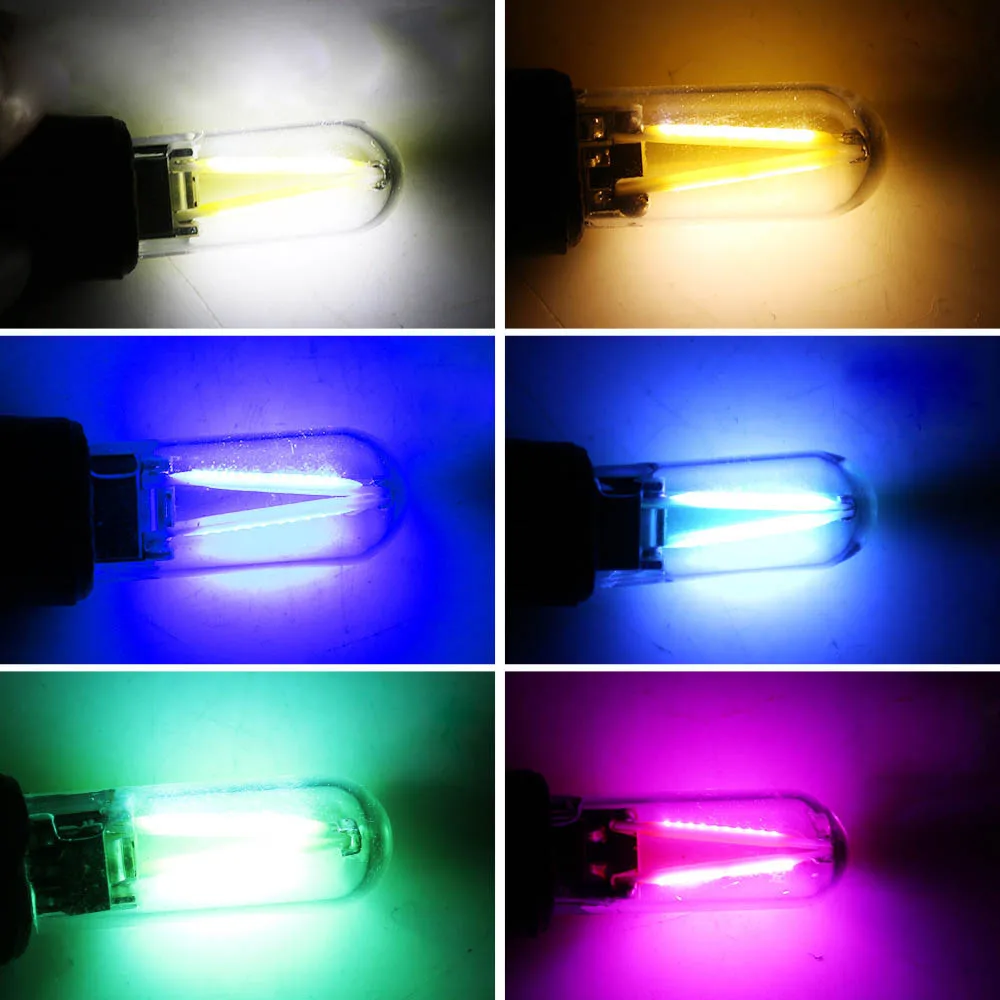 Отражатели 2 шт мощностью 12 V для автомобилей W5W Led T10 Cob лампа накаливания Стекло