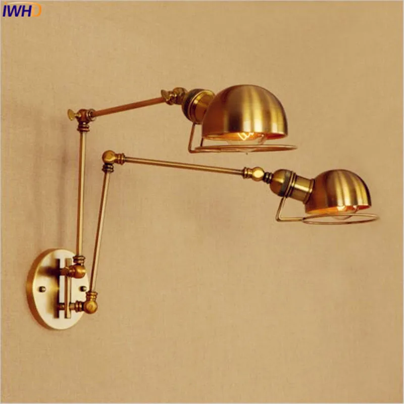 

IWHD Copper Swing Long Arm LED Wall Light Fixtures Wandlamp Retro Loft Industrial Wall Lamp Vintage Edison Sconce Lampara Pared