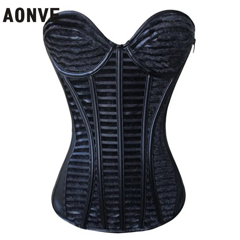 Женский кожаный корсет на молнии с эффектом пуш-апа | Женская одежда