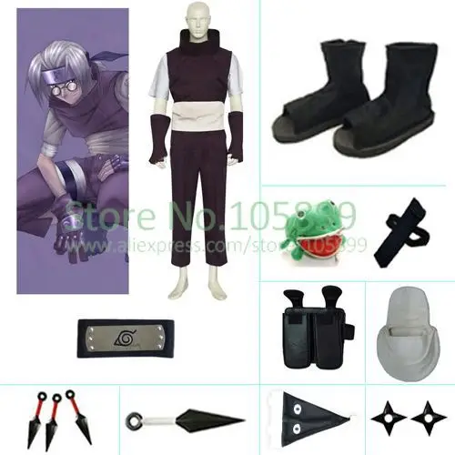 Аниме Наруто yakushi kabuto Костюмы для косплея Обувь кунаи лягушка кошелек аксессуар