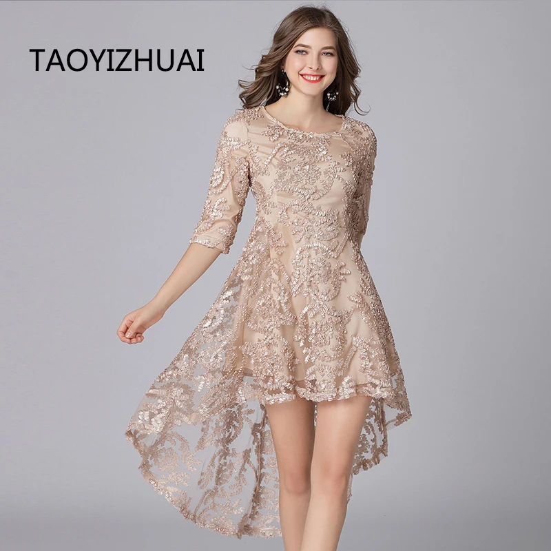 Женское платье на молнии TAOYIZHUAI асимметричное весеннее винтажное с манжетами