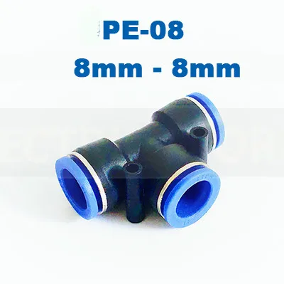 PE-08 Пневматический фитинг 3 пути Т-образный Тройник Пневматический фитинг 10 мм 8 мм 12 мм 6 мм 4 мм OD шланг трубка нажимной воздушный газовый фитинг Быстрый фитинг - Цвет: PE-08