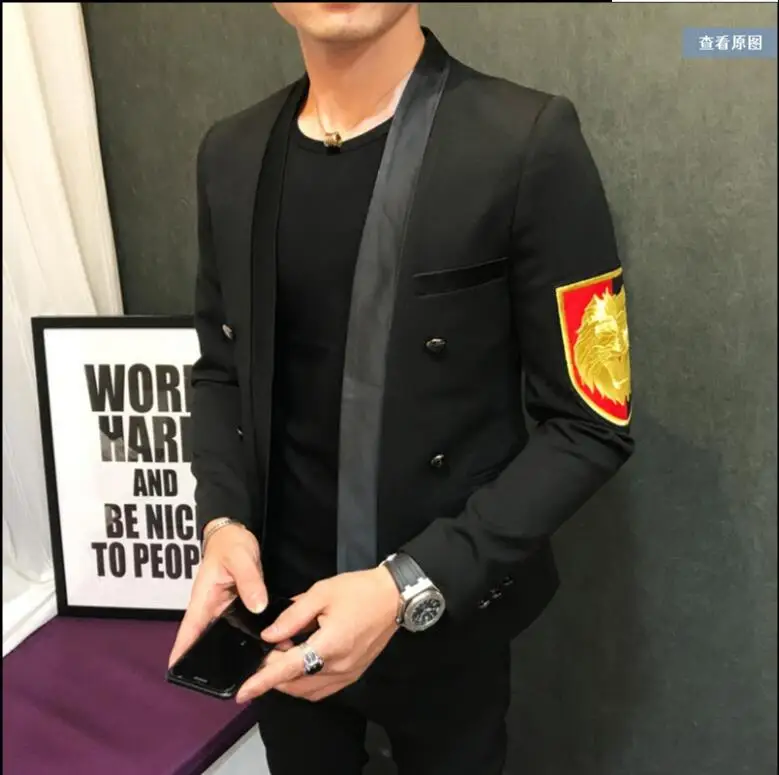 Осенний мужской костюм с длинными рукавами в Корейском стиле маленький вечерний