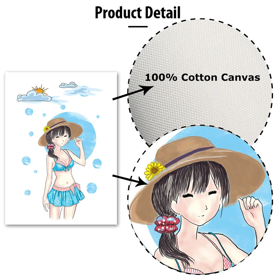 Sweet Girls Swimsuit Show Wall Art Colorful Cartoon Canvas Painting Modern Pictures Vintage Posters&ampPrints Room Home Decor | Дом и сад