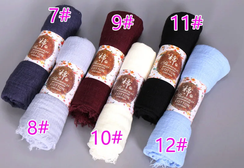 Хлопковый шарф с бахромой 15 шт./лот 90 цветов|scarf shawl|cotton scarfcotton crinkle shawl |