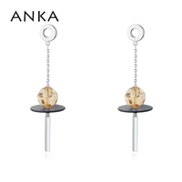 anka brand round beads ball crystal luxury earings fashion jewelry long tassel earrings for women crystal from austria 26318
