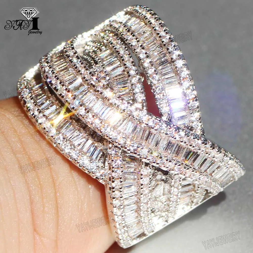 

YaYI Jewelry Princess Cut 7.2 CT White Zircon Silver Color Engagement Rings wedding Heart Rings Girls Party Rings Gifts 817
