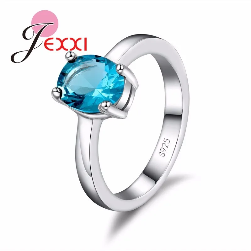 

New Amazing Oval Shape Colorful Clear Stone 925 Sterling Silver Finger Rings Wonderful Birthday Party Gift For Wife/Female