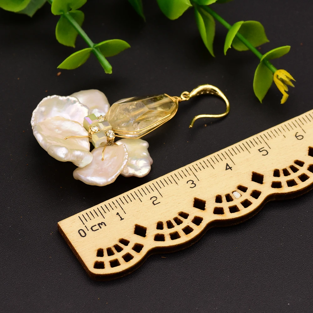 

GLSEEVO Original Design Natural Baroque Pearl Drop Hook Earrings For Women Girl Wedding Gift Party Korean Fine Jewellery GE0583