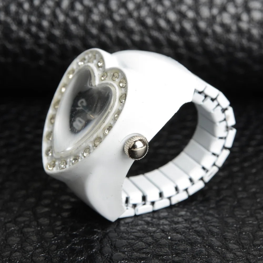 Креативные женские белые стразы в форме сердца корпус эластичная лента кольцо на