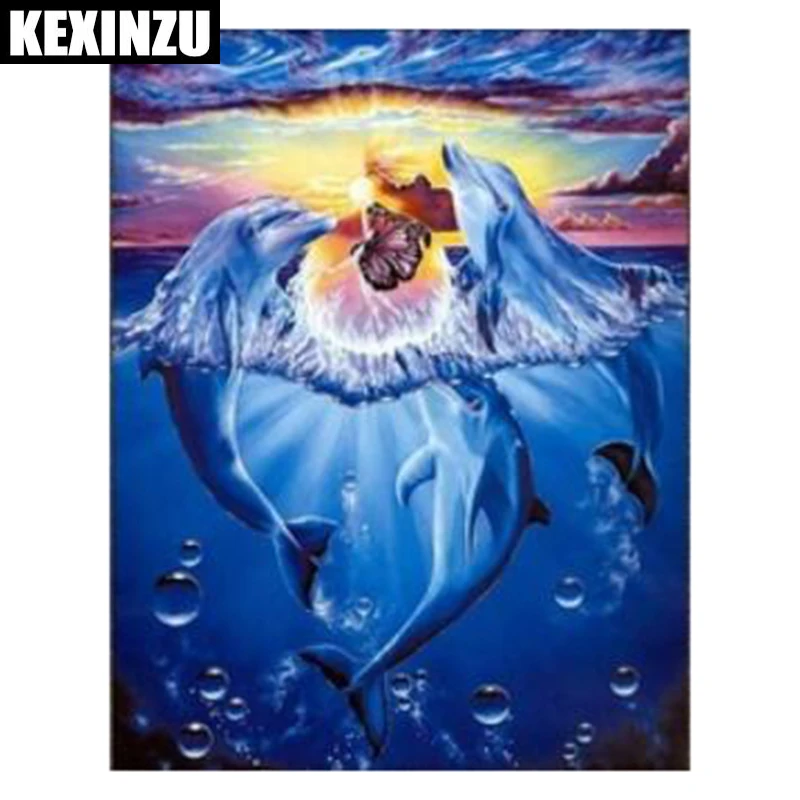 

3D DIY Diamond Painting Cross Stitch kit Full Diamond embroidery dolphin lovers 3D Diamond mosaic picture home Decorative