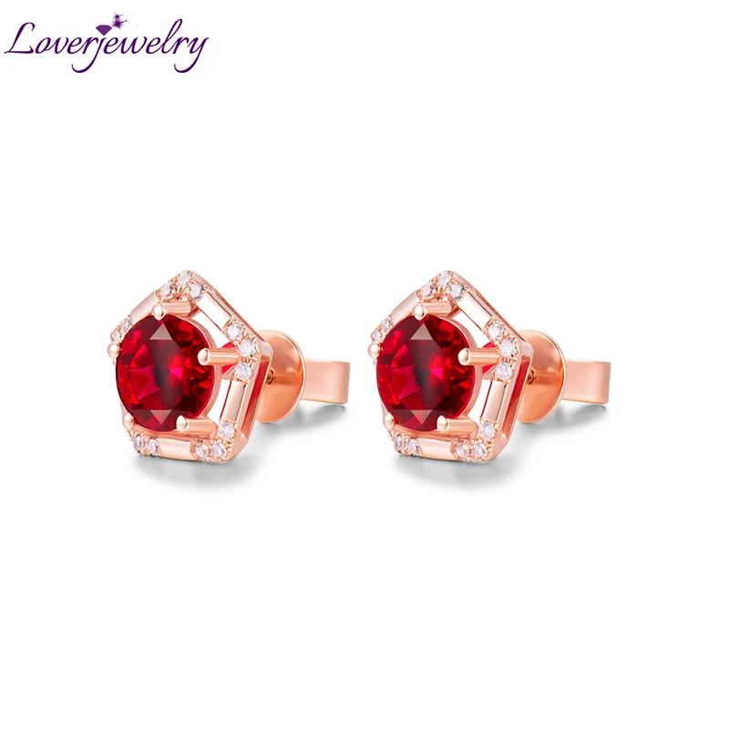 LOVERJEWELRY Твердые 18K розовое золото натуральный рубин Свадебные обещанные серьги