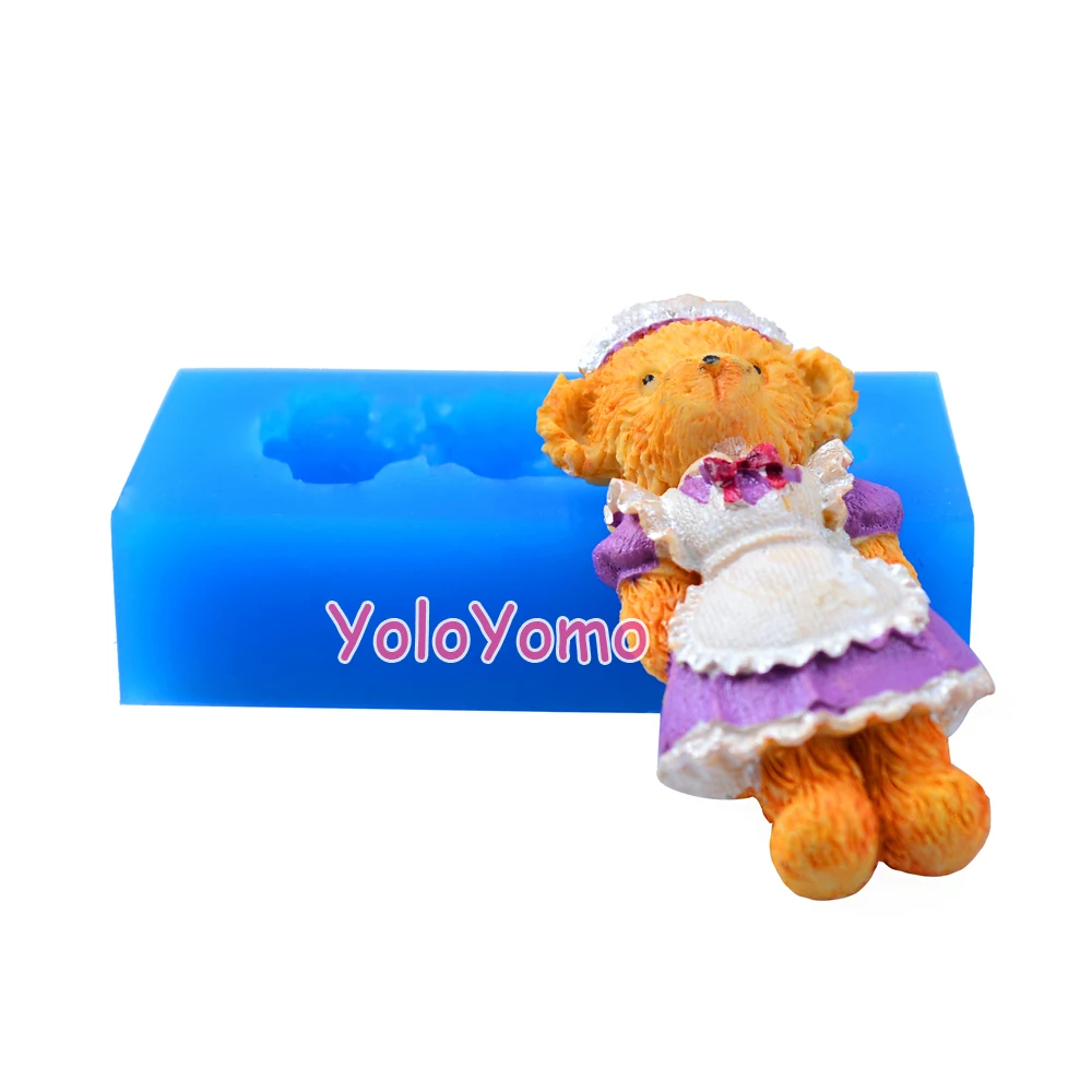 D534YL 59.5mm 3D Bear Silicone Mold - Animal Fondant Cake Decoration Resin Polymer Clay DIY Handmade Candle Gum Paste | Дом и сад
