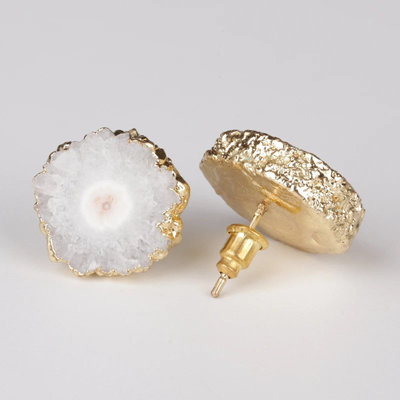 Толстый белый натуральный Солор друзы друзовидный камень ломтик