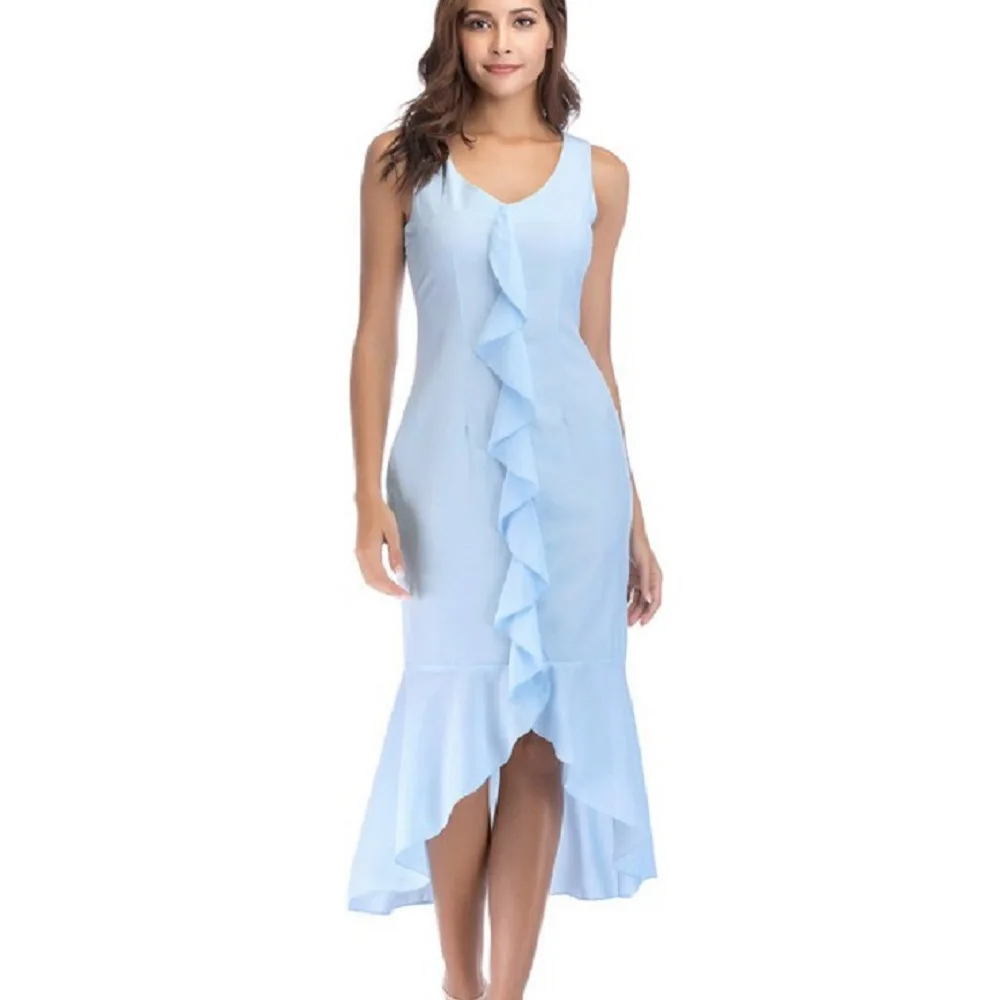 Новое Европейское и американское однотонное платье распродажа женское длинное