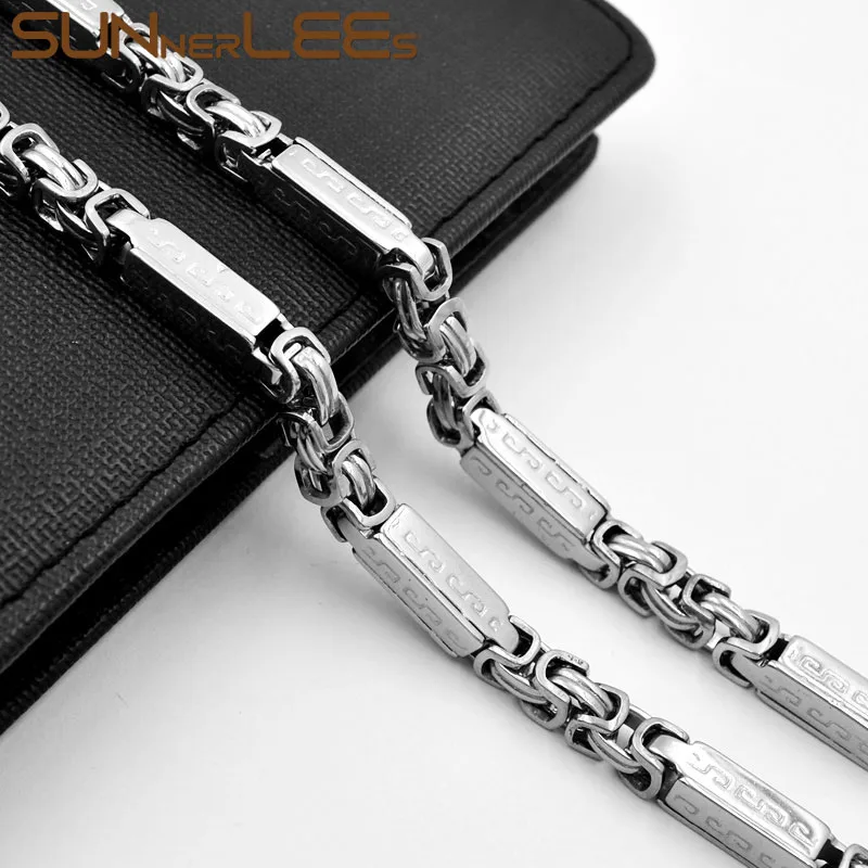 SUNNERLEES ожерелье из нержавеющей стали 7 мм Геометрическая Византийская звеньевая