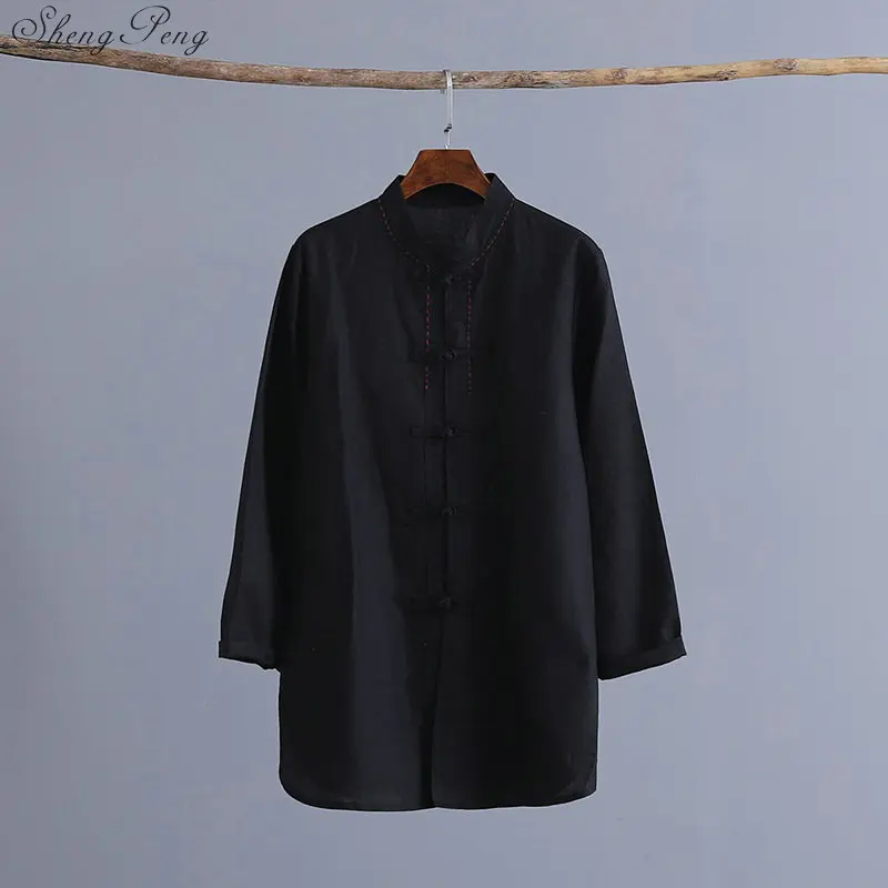 2019 Женская Китайская традиционная одежда однотонное весеннее пальто с длинным