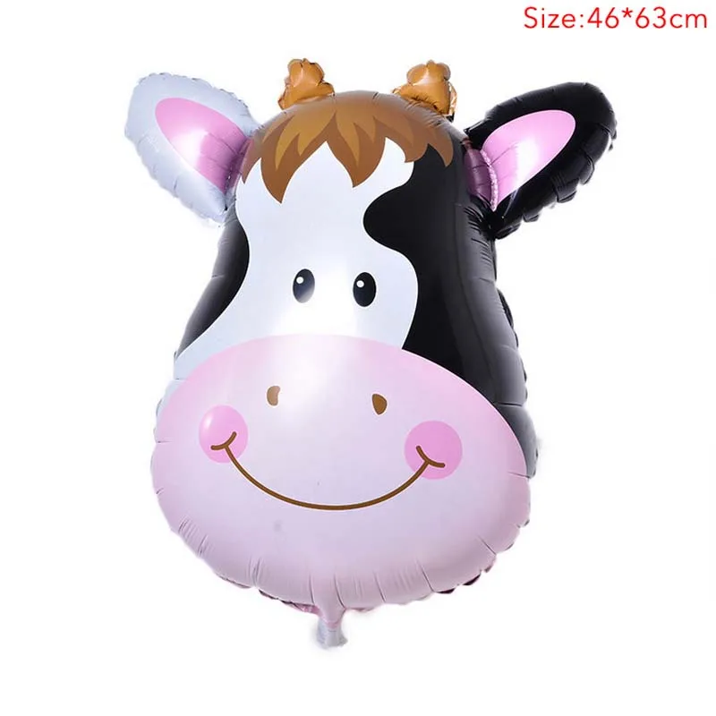 6pcs Cow 6 шт. большая голова животного фольги Воздушные шары День рождения украшения Дети джунгли сафари вечерние Декор лев тигр надувной гелий воздушный шар - Цвет: 6pcs Cow