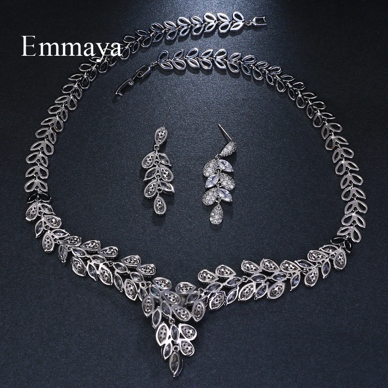 Бренд Emmaya, простые очаровательные ювелирные изделия в форме листа, кубический циркон ААА, Свадебные Ювелирные наборы для влюбленных невест, популярные ювелирные изделия, вечерние, подарок