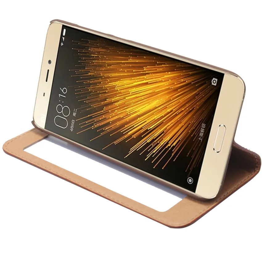 Роскошный умный чехол из натуральной кожи для Xiao mi 5 mi 5, откидной Чехол с окошком для просмотра книги, чехол для телефона