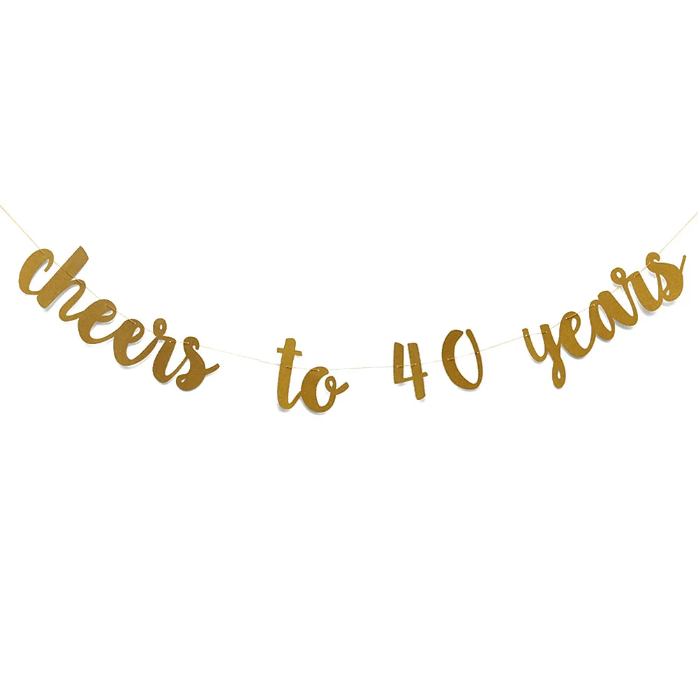 GXINUG Gold Glittery Cheers To 30/40/50/60/70 Years Celebration Happy Birthday Party Banners Hanging DIY Decoration Bunting
