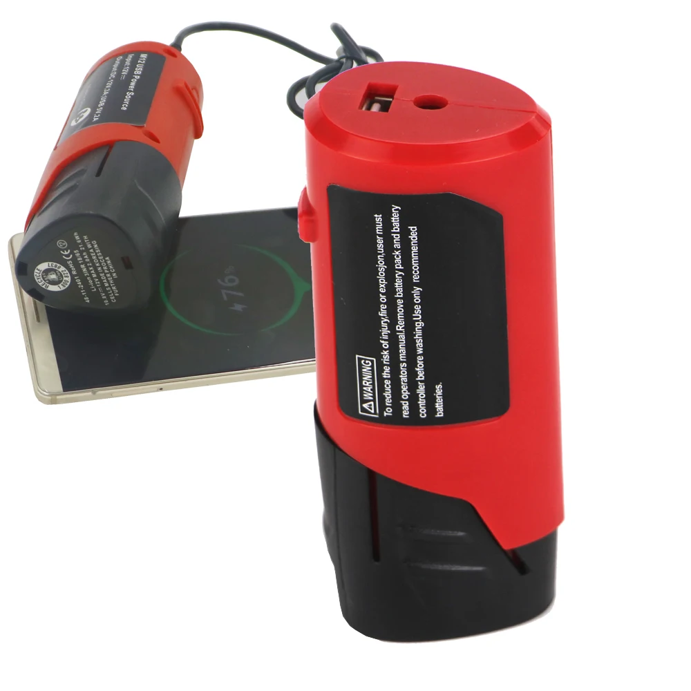 USB адаптер для зарядки Используйте Milwaukee M12 Power Tools внешний аккумулятор Apple Android phone