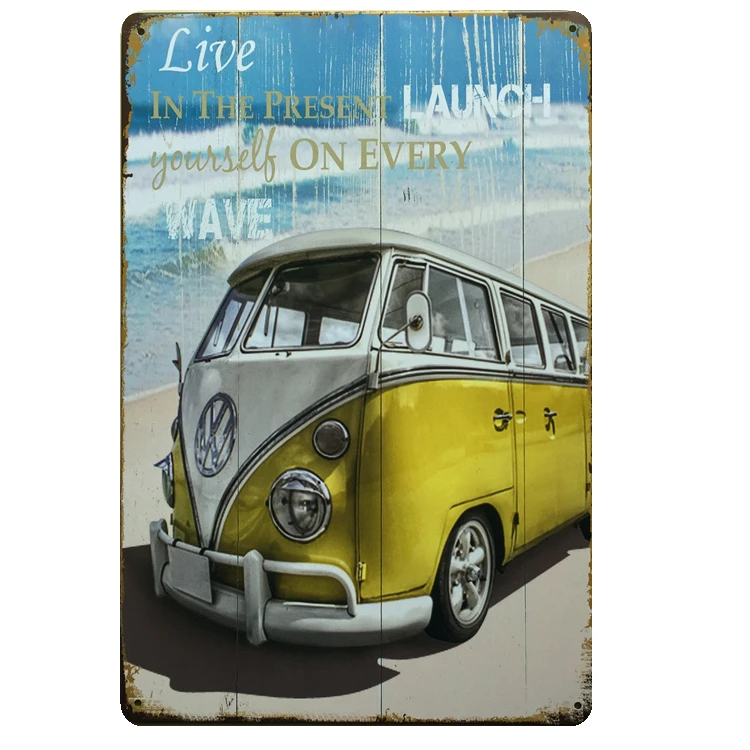 

Beach Vintage Metal Tin Signs Bar Garage Decorative Metal Plates Pictures Bus Motorcycle Wall Stickers Route 66 Art Painting