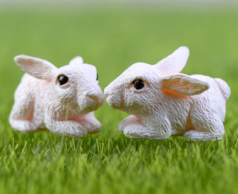 

4pcs/lot Mini Animals Resin Small Bunny 1.5cm Fairy Garden Decor Crafts Home Decor DIY Miniature Animals Miniature Garden