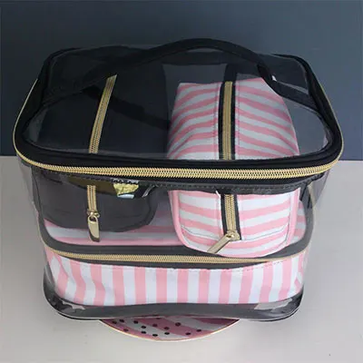 4Pcs-B2 Прозрачная косметичка из ПВХ, органайзер, дорожная косметичка, набор розовых косметичек, косметичка, Несессер для путешествий - Цвет: 4Pcs-B2